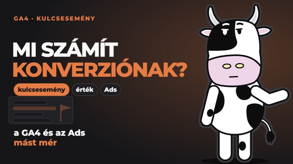 Pixel egy eseménylista mellett, amiben egyetlen sor van megjelölve: GA4 kulcsesemény beállítása.