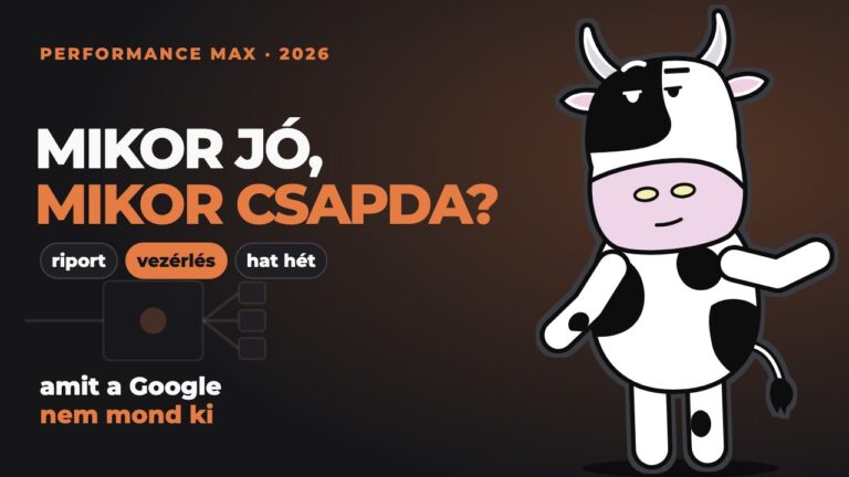 Pixel egy fekete doboz mellett, aminek egy bemenete és három kimenete van: mit látsz és mit nem a Performance Max kampányban.
